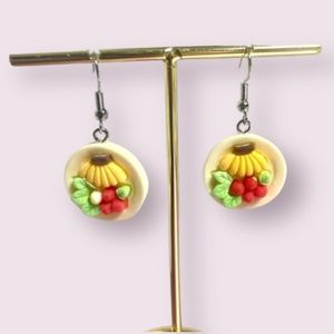 ❤️ FREE Fruit Plate Charcuterie Food Snack Art Pop Artsy Graphic Farm Earrings